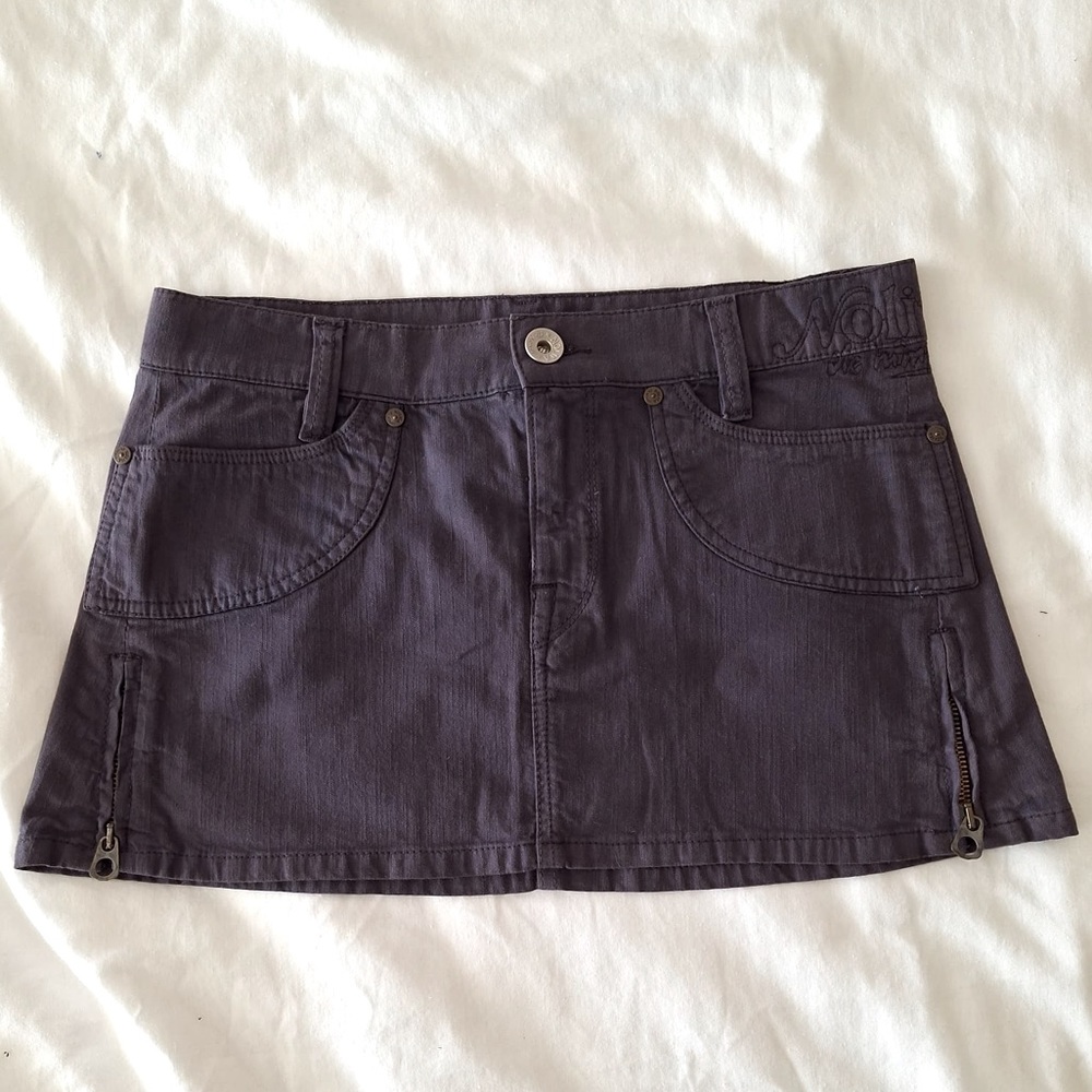 Purple denim mini skirt